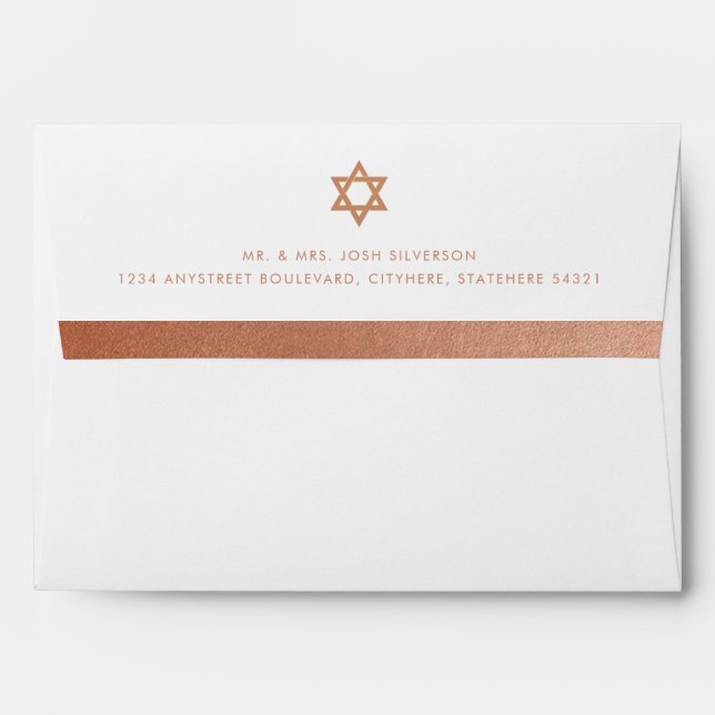 Bar Mitzvah Copper Stripe Return Address Mailing Envelope (Back (Top Flap))