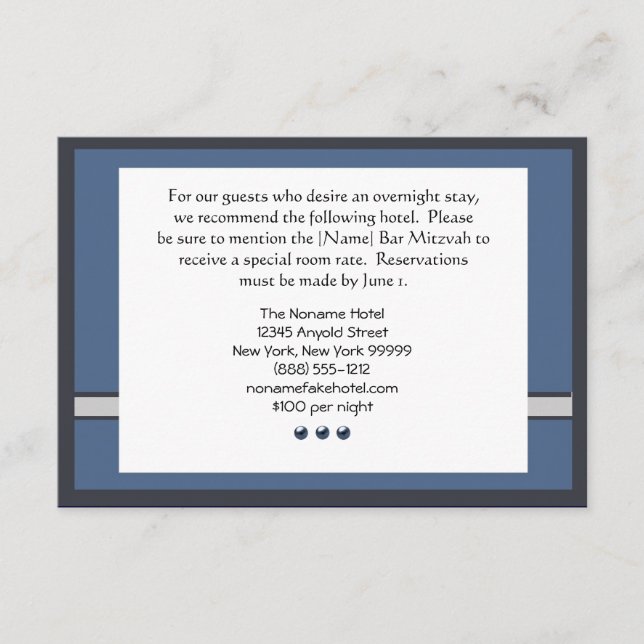 Bar Mitzvah Custom Accommodations Cards (Front)