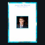 Bar Mitzvah, Custom, Photo Sign in Board<br><div class="desc">Sign in board for your Son's Bar Mitzvah. Turquoise Blue and Gold border. Background color can be changed. Change photo to your son's.</div>