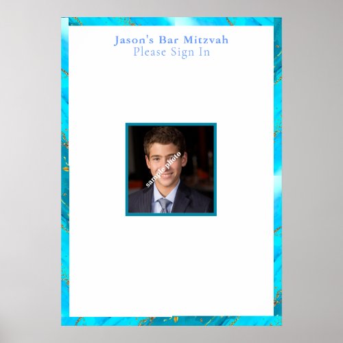 Bar Mitzvah, Custom, Photo Sign in Board