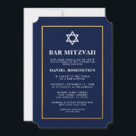 Bar Mitzvah Elegant Blue and Gold Invitation<br><div class="desc">Bar Mitzvah Blue and Gold Invitation Card - Ticket Style</div>