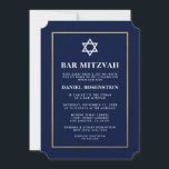 Bar Mitzvah Elegant Blue and Gold Invitation<br><div class="desc">Bar Mitzvah Blue and Gold Invitation Card - Ticket Style</div>