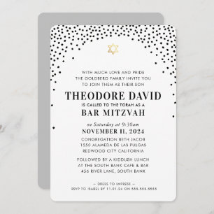 BAR MITZVAH elegant modern arch black gold Invitation