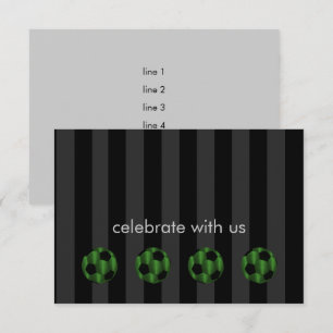 Bar Mitzvah Emerald Green and Black Soccer Ball Invitation