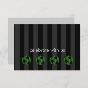 Bar Mitzvah Emerald Green and Black Soccer Ball Invitation