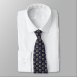 Bar Mitzvah Faux Gold Navy Blue Boy Star of David Neck Tie<br><div class="desc">A navy blue personalized with a pattern of stars of David of faux gold foil on navy blue background. Recommended for a Jewish boy's bar mitzvah.</div>