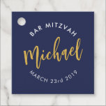 BAR MITZVAH favor modern navy gold calligraphy Cla Favor Tags<br><div class="desc">by kat massard
Favour Tag for your child's Bar / Bat Mitzvah - for gifting at the reception</div>