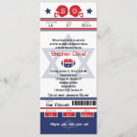 Bar Mitzvah Football Ticket Invitation<br><div class="desc">Red and Blue Football Ticket with the Star of David for your Bar Mitzvah Invitation. Two football helmets for your initials and center Star of David in a faded blue color. If you need a different color combination or any other design changes please email paula@labellarue.com BEFORE CUSTOMIZING OR PLACING AN...</div>