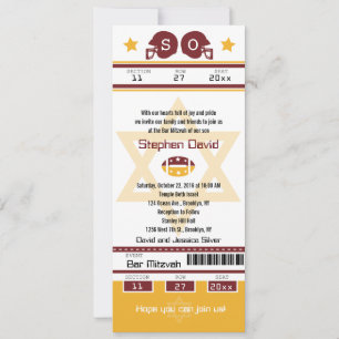 Bar Mitzvah Football Ticket Invitation