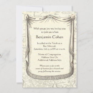 Bar Mitzvah for a Boy Named Benjamin Invitation