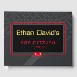 BAR MITZVAH gamer cool trendy red black Foil Guest Book<br><div class="desc">by kat massard >>> WWW.SIMPLYSWEETPAPERIE.COM <<< - - - - - - - - - - - - - - - - A super cool GAMER THEMED welcome sign for your event. Setup as a template it is simple for you to add your own details, or hit the customize button...</div>