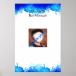 Bar Mitzvah, Geometric, Photo, Sign in Board<br><div class="desc">Pretty abstract pattern in shades of blue.   Background color can be changed to any color. Add your favorite photo.</div>