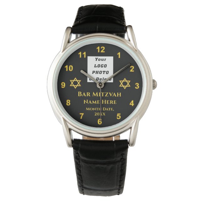 Bar Mitzvah Gifts for Boys, Customizable Watch (Front)