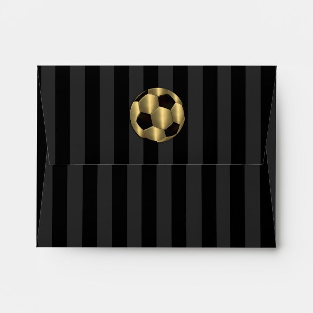 Bar Mitzvah Gold and Black Soccer Ball Envelope (Back (Top Flap))