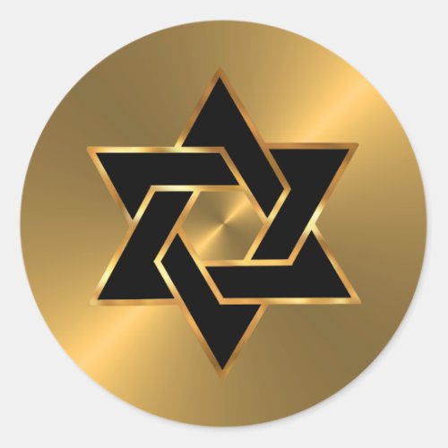 Bar Mitzvah Gold and Black Star of David Classic Round Sticker