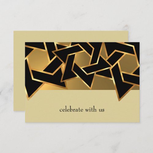 Bar Mitzvah Gold and Black Star of David RSVP Card