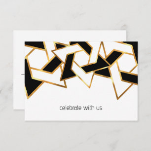 Bar Mitzvah Gold Black White Star of David Invitation