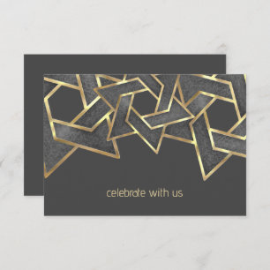 Bar Mitzvah Gold Dark Gray Star of David Invitation
