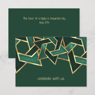 Bar Mitzvah Gold Emerald Green Star of David Invitation