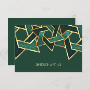Bar Mitzvah Gold Emerald Green Star of David Invitation