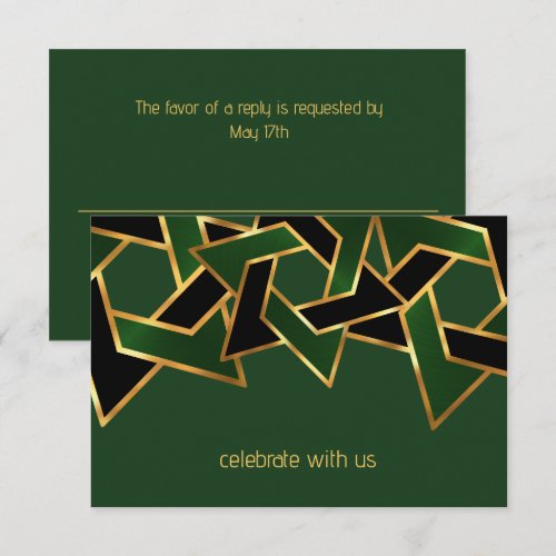 Bar Mitzvah Gold Green Black Star of David RSVP