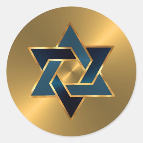 Bar Mitzvah Gold Navy Blue Star of David Classic Round Sticker