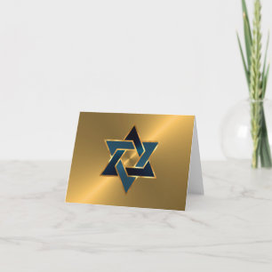 Bar Mitzvah Gold Navy Blue Star of David Note Card