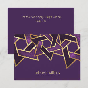 Bar Mitzvah Gold Plum Purple Star of David Invitation