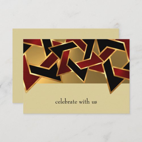 Bar Mitzvah Gold Red Black Star of David RSVP Card