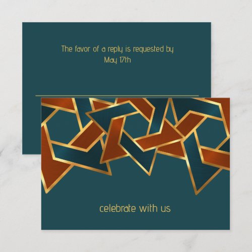 Bar Mitzvah Gold Teal Blue Rust Star of David RSVP