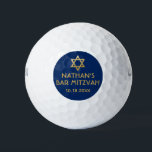 Bar Mitzvah Golf Ball Favors Blue Gold<br><div class="desc">Golf Ball Bar Mitzvah Save the Dates and Favors in modern and minimalist navy blue and gold personalized with your name and party date and a Star of David at the top. Background and font colors can be changed to match your event color theme,  just click "customize further".</div>
