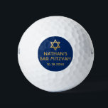 Bar Mitzvah Golf Ball Favors Blue Gold<br><div class="desc">Golf Ball Bar Mitzvah Save the Dates and Favors in modern and minimalist navy blue and gold personalized with your name and party date and a Star of David at the top. Background and font colors can be changed to match your event color theme,  just click "customize further".</div>
