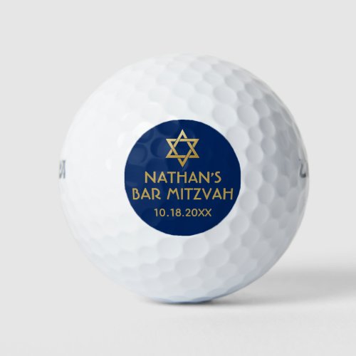 Bar Mitzvah Golf Ball Favors Blue Gold