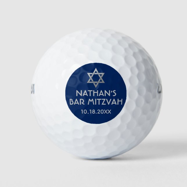 Bar Mitzvah Golf Ball Favors Blue Gray (Front)