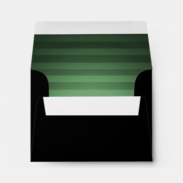 Bar Mitzvah Green and Black Horizontal Stripes Envelope (Back (Bottom))