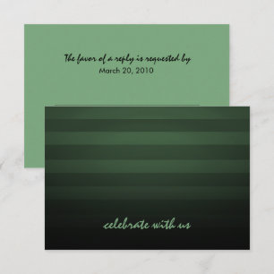 Bar Mitzvah Green and Black Horizontal Stripes Invitation