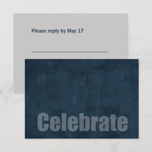 Bar Mitzvah Grunge Blue RSVP Card