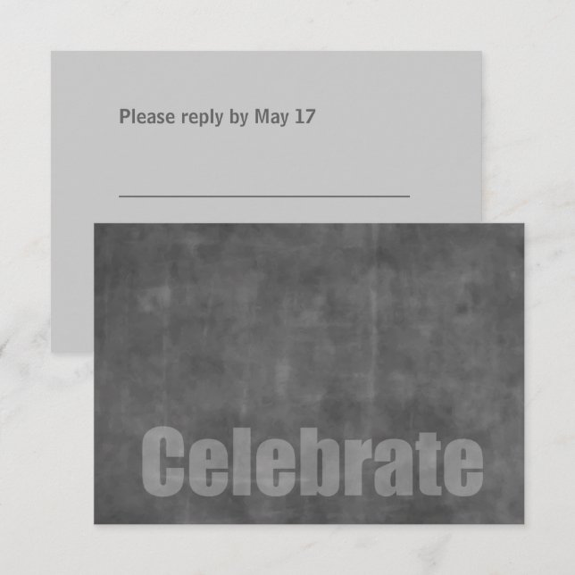 Bar Mitzvah Grunge Gray RSVP Card (Front/Back)