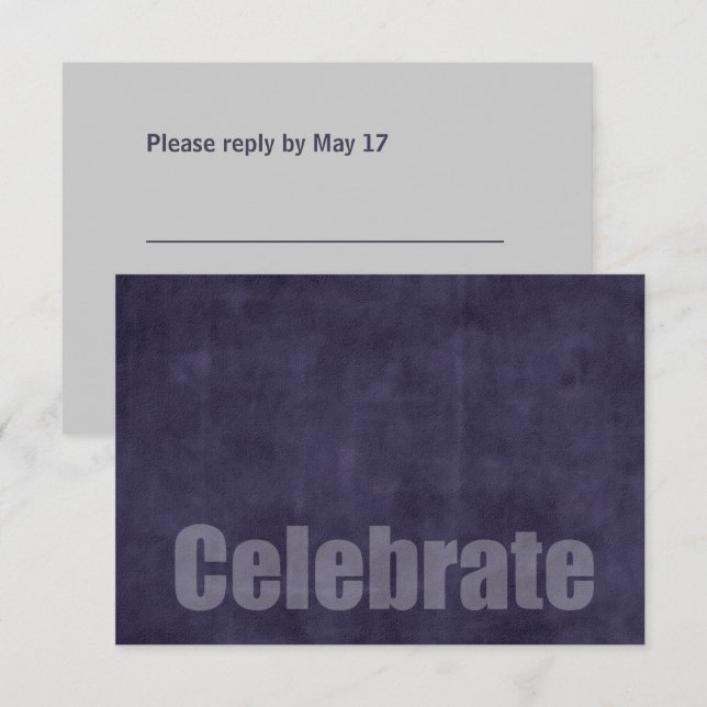Bar Mitzvah Grunge Plum RSVP Card (Front/Back)