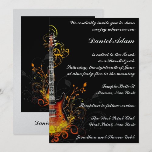 Bar Mitzvah Guitar Invitation