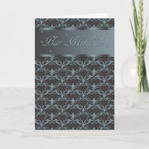 Bar Mitzvah In Blended Black And Blue/Grey Card
