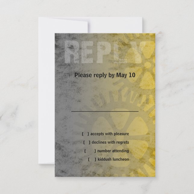 Bar Mitzvah Industrial Grunge RSVP Card (Front)