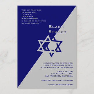 Bar Mitzvah Invitation Blake Blue Silver