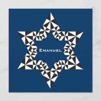 Bar Mitzvah Invitation Emanuel Star David Navy