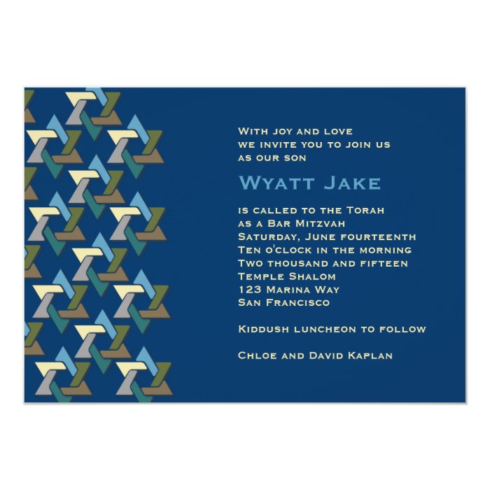 Bar Mitzvah Invitation Jewish Stars Blue | Zazzle