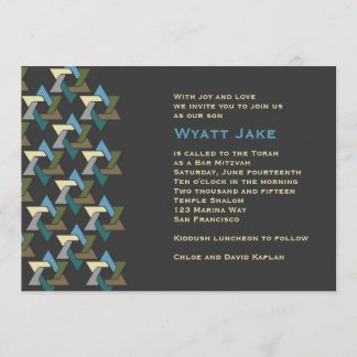 Bar Mitzvah Invitation Jewish Stars Brown