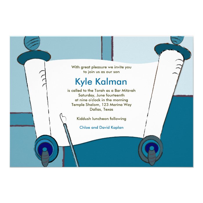 Bar Mitzvah Invitation Kyle Torah Blue