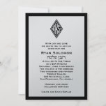 Bar Mitzvah Invitation Monogram Hebrew Silver at Zazzle