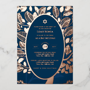Bar Mitzvah Invitation REAL FOIL Tree of Life Gold