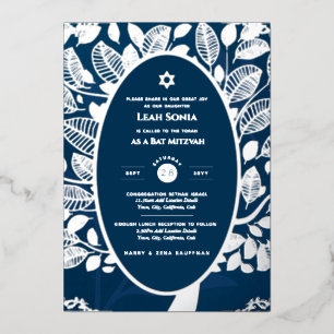 Bar Mitzvah Invitation REAL FOIL Tree of Life Gold